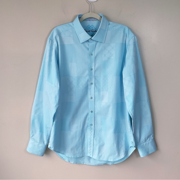 Robert Graham Long Sleeve Button Down Blue Dress Shirt Size L - Picture 3 of 12